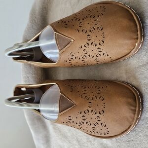 Brown Laser Cut Slip-On Shoes
